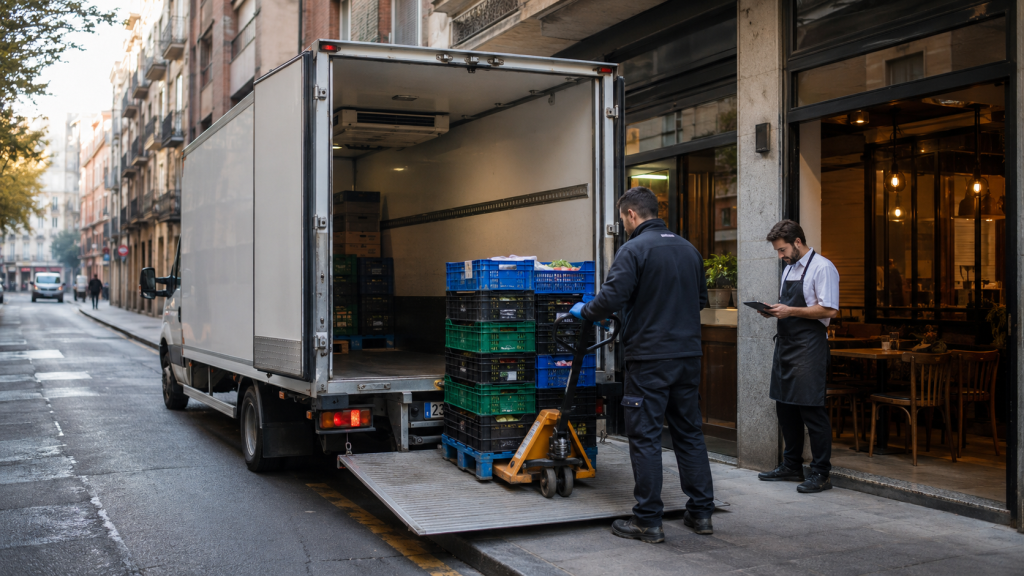 Transporte refrigerado para cadenas de restaurantes en una entrega de alimentos